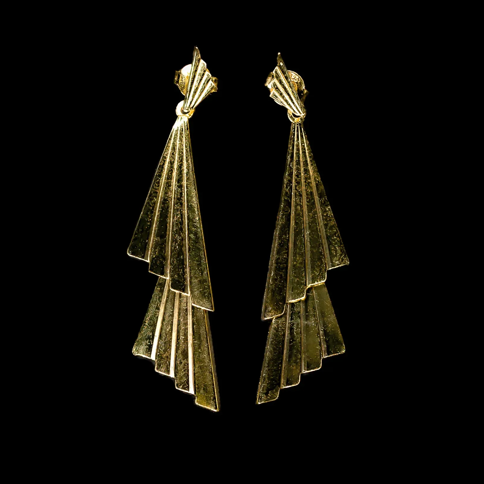 Srebrne pozlaćene lepeza minđuše 925 srebro 14k pozlata Kleopatra kolekcija za svečane prilike