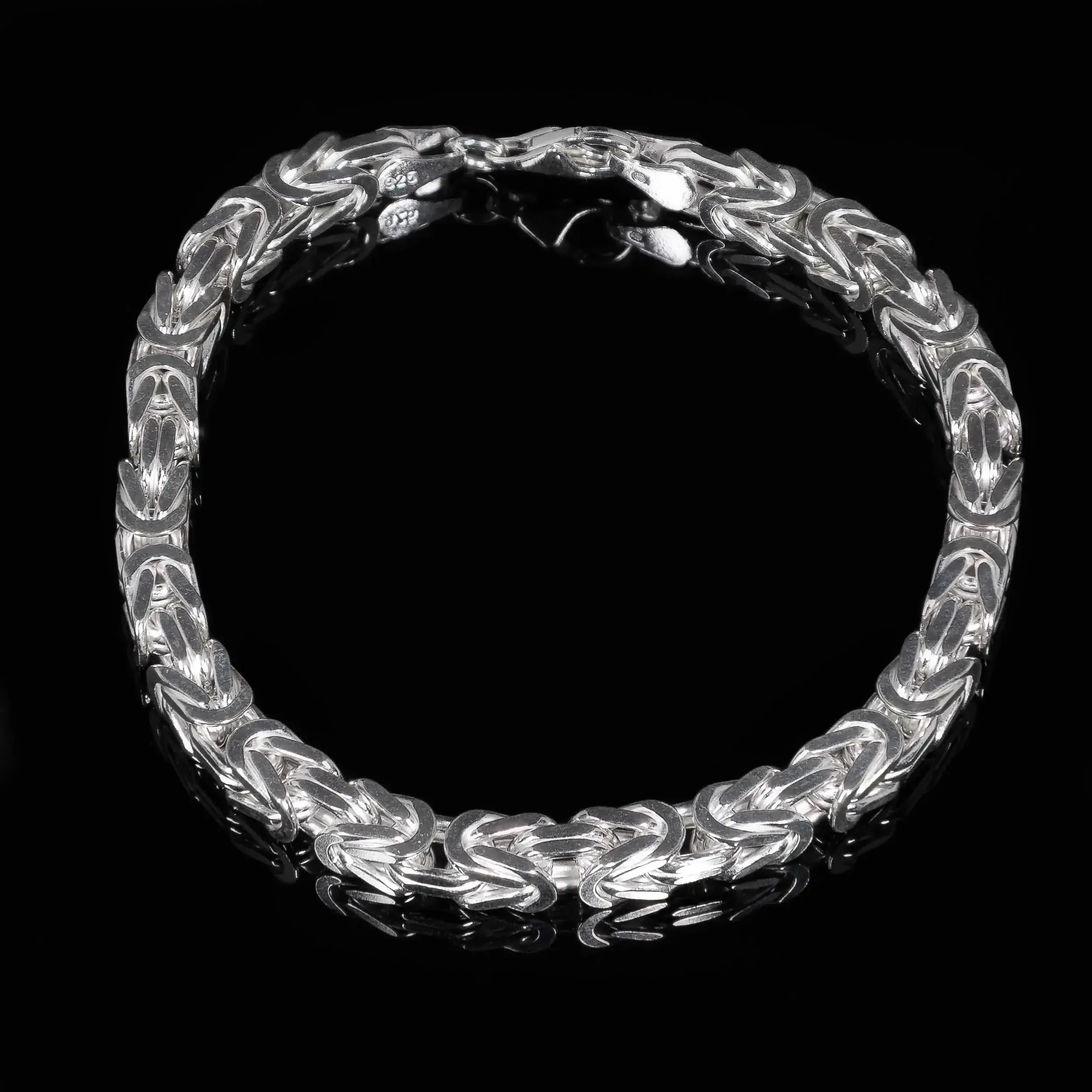 Muška srebrna narukvica Beli Kraljevski rad 6mm, polirana završnica, luksuzni vez od visokokvalitetnog srebra